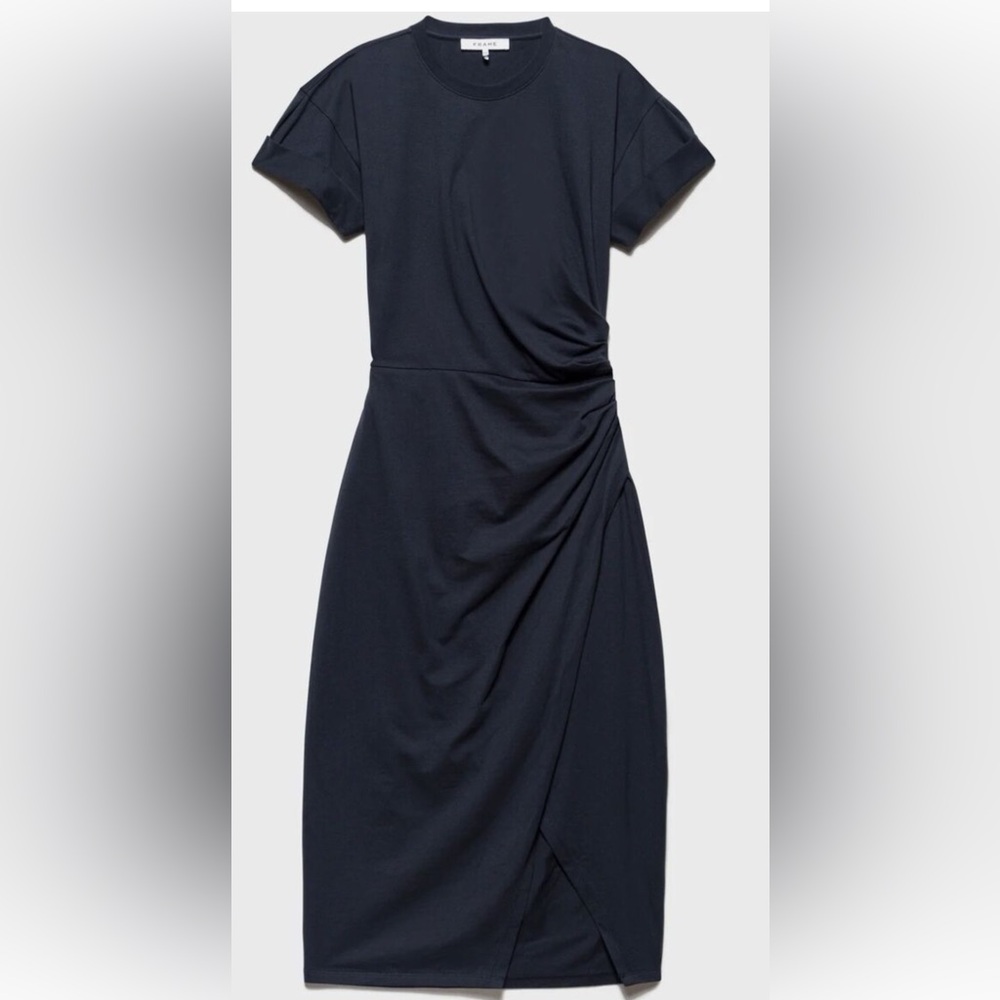 Frame Ruched Cotton T-shirt Dress